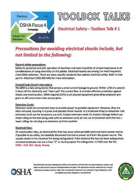 electrical panel tool box talk|portable electrical equipment toolbox talk.